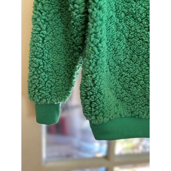 Poof New York Women's Small Green Gnome Merry Christmas Fuzzy Holiday Sweater - Picture 4 of 13